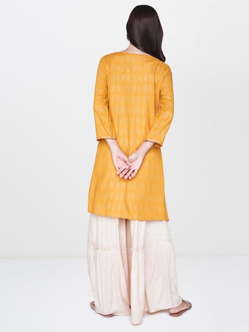 Buy Global Desi Mustard And Off White Embellished Garara Set For Women Online Tata Cliq 