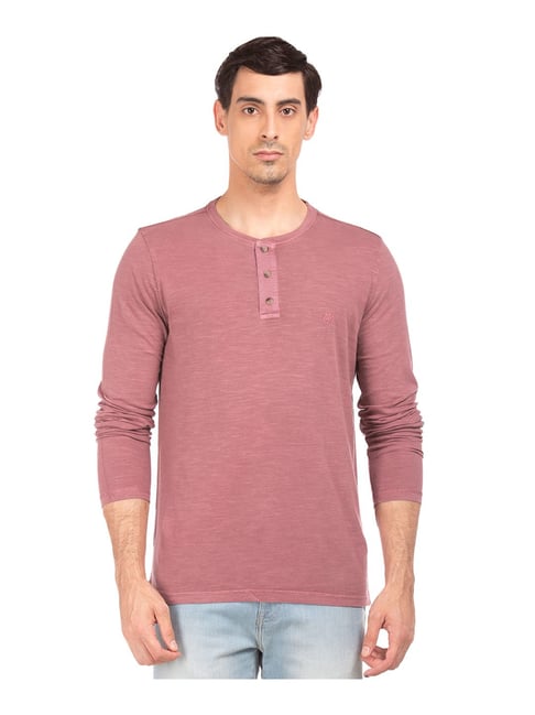 Aeropostale Red Full Sleeves Henley T-Shirt - Technical View