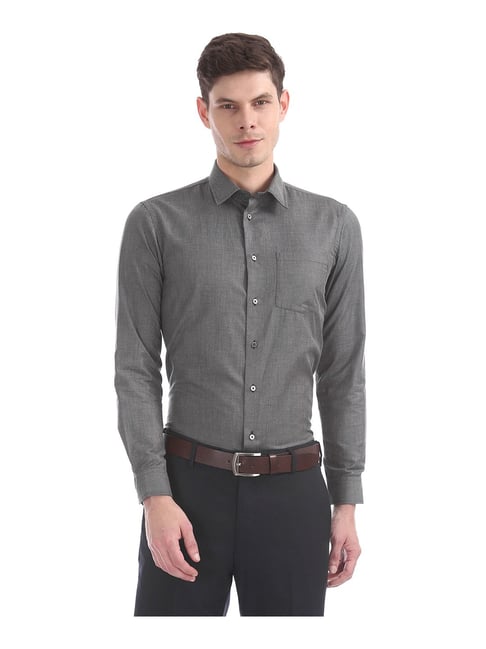 dark grey slim fit shirt
