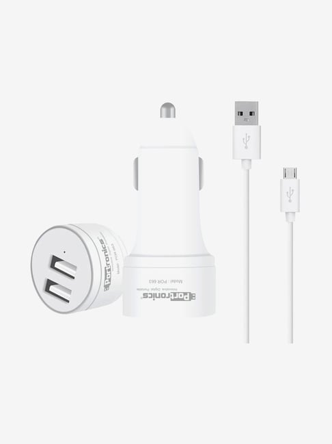Buy Portronics Car Power 2t 2 4a Car Charger With Dual Usb Ports