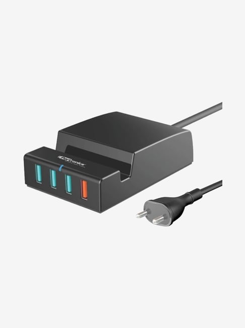 Portronics Q-Charger 6.0A QC Charger with 4 USB Ports (Black)