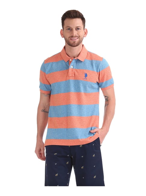 U S Polo Assn U.S. Polo Assn. Coral & Blue Regular Fit T-Shirt