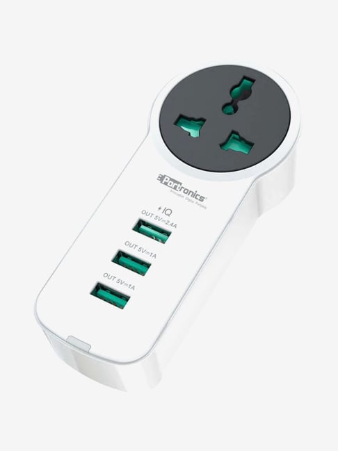 Portronics Unipower 3 Port USB and AC Adapter White