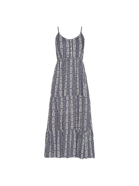 Buy Zudio Grey Geometrical Print Maxi Dress With Belt for Women Online ...