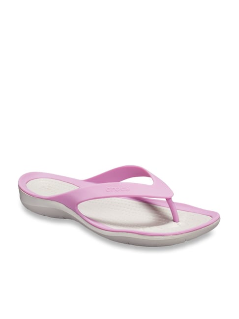 Buy Crocs Swiftwater Violet Pearl White Flip Flops for Women at