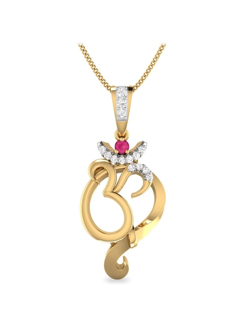PC Jeweller Om Ganesha 18 kt Gold & Diamond Pendant without Chain