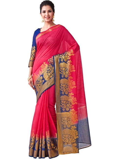 Mimosa Pink Woven Kanchipuram Saree With Blouse Price in India