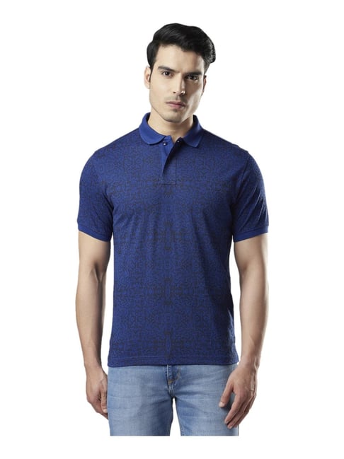 Next Look Blue Printed Polo T-Shirt