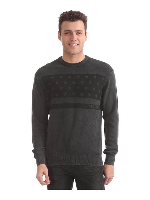 U S Polo Assn U.S. Polo Assn. Black Printed Sweater