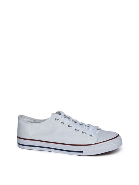 Buy Zudio White Canvas Lace-Up Sneakers 