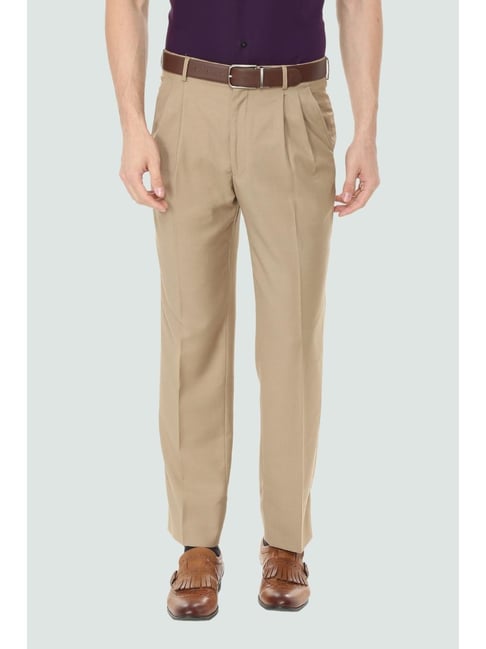 Buy Men Black Regular Fit Solid Pleated Formal Trousers Online - 394798 | Louis  Philippe