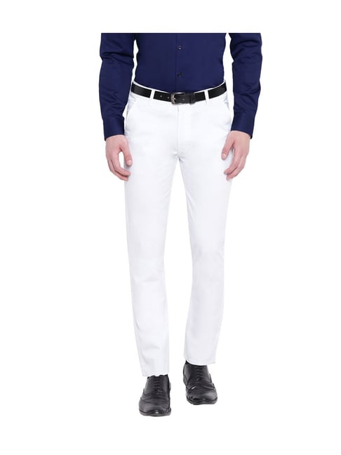 Buy Hancock Navy Flat Front Trousers for Mens Online @ Tata CLiQ