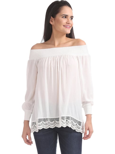 Aeropostale Off-White Textured Top Price in India