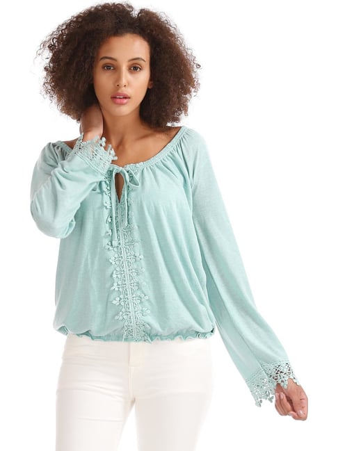 aqua lace top