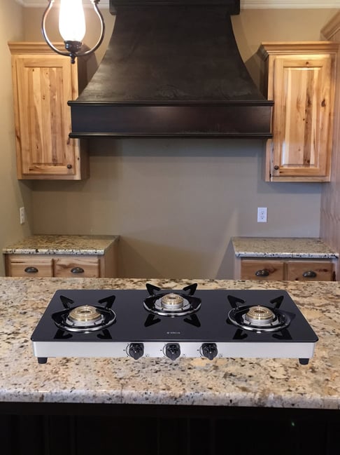 Buy Elica Vetro 773 CT DT 3 Burners Gas Stove (Black/Silver) Online at