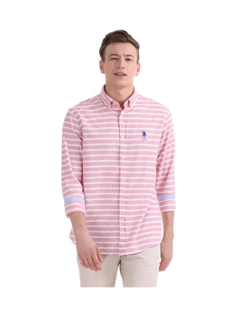 Buy Polo Red Striped Shirt for Men Online Tata CLiQ