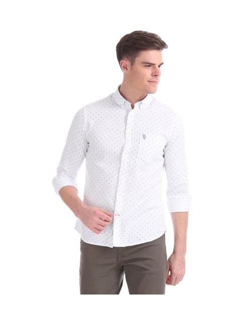 Buy U.S. Polo Assn. White Printed Shirt 