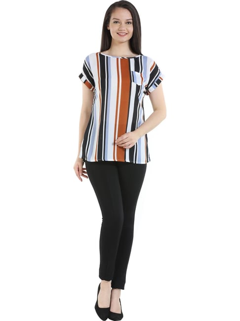 Buy Mustard Multicolor Striped Top for Women Online Tata CLiQ