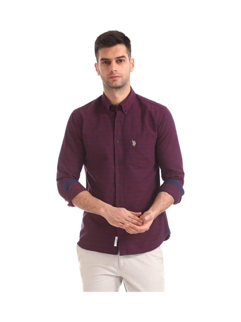 U.S. Polo Assn. Burgundy Striped Shirt 