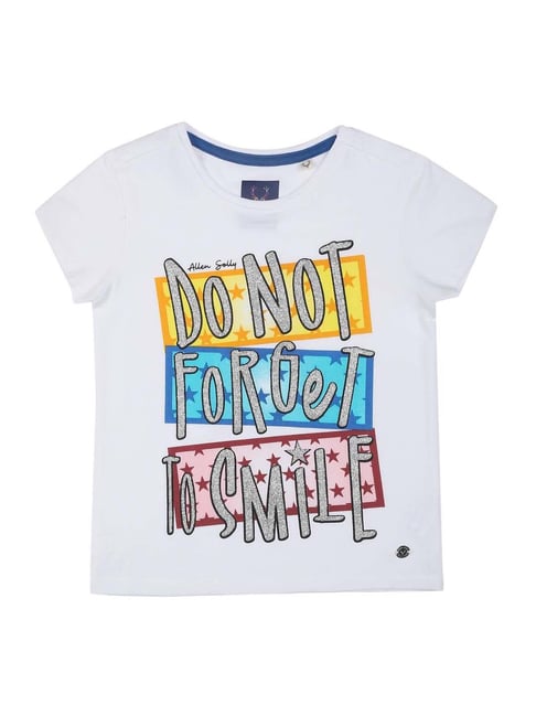 Allen Solly Junior White Cotton Printed T-Shirt