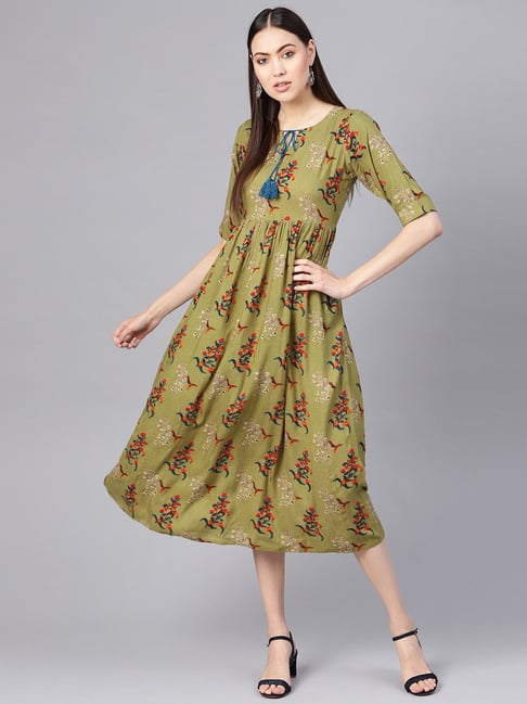 BOTTLE GREEN Mehndi Function Kurtis Dress Kurta set