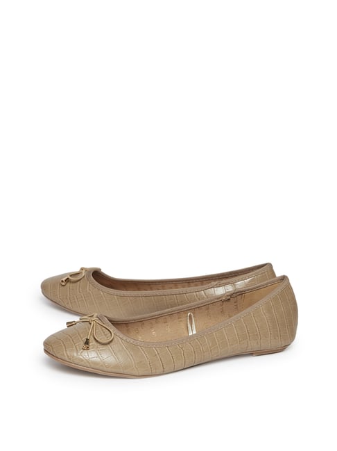 Buy LUNA BLU by Westside Taupe Crocodile Pattern Ballet Flats For Women ...