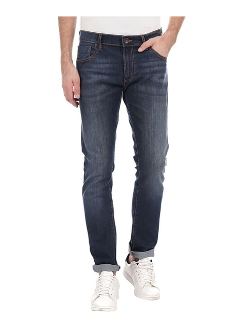 Pepe Jeans Navy Low Rise Lightly Washed Cotton Jeans