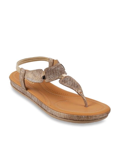 Metro Antique Gold T-Strap Sandals