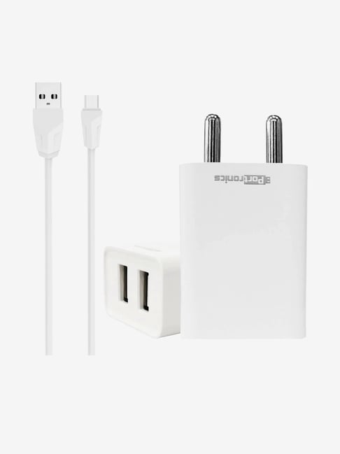Portronics ADAPTO 36 2.1A Charger with Dual USB Port White