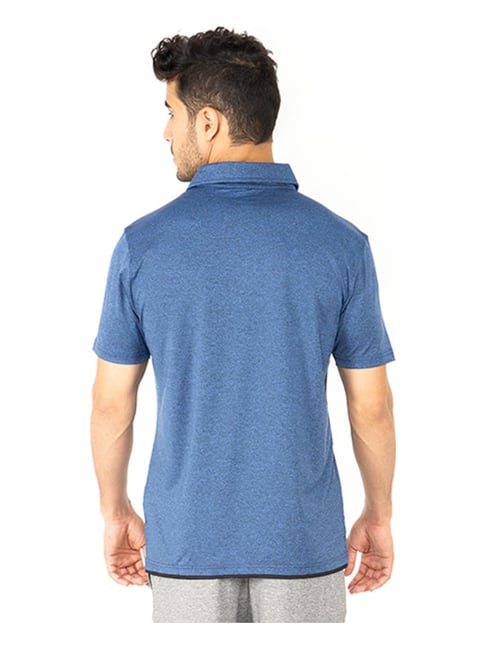 Buy Seven By MS Dhoni Blue Textured Polo T-Shirt from top Brands at ...
