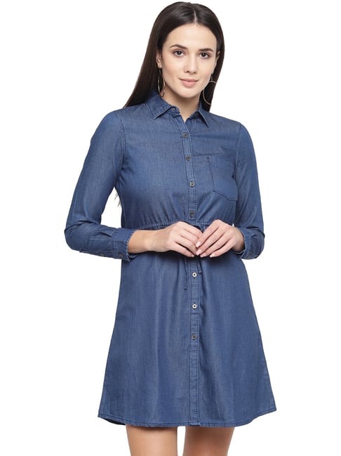 Aeropostale Denim Blue Cotton Shirt Dress