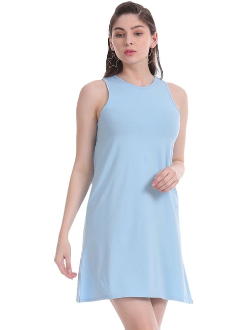 Buy Aeropostale Sky Blue Cotton A-Line Dress for Women Online