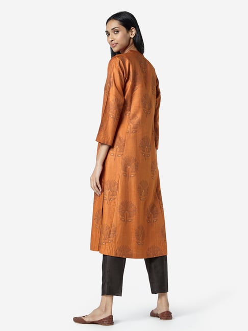 Buy Zuba by Westside Orange Floral Print A-line Kurta for Women Online ...