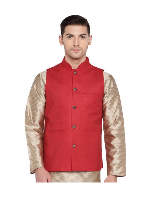 red nehru jacket