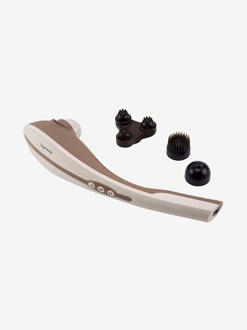 Lifelong LL45 Rechargeable Cordless Body Massager with 3 Attachments (Brown)