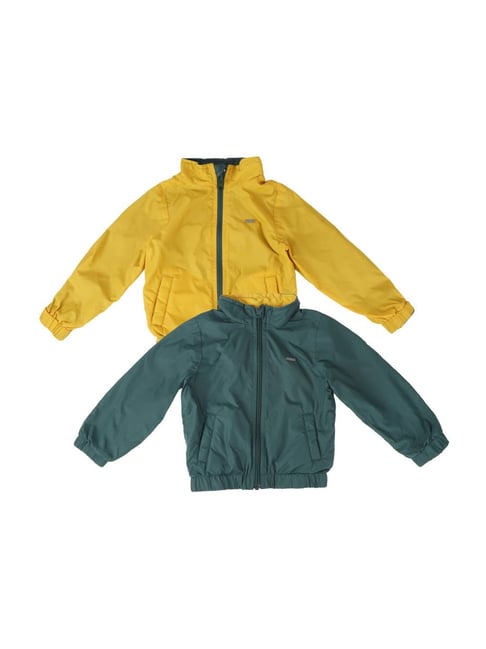 Allen Solly Junior Green & Yellow Regular Fit Reversible Jacket