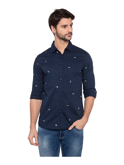 spykar navy blue shirt