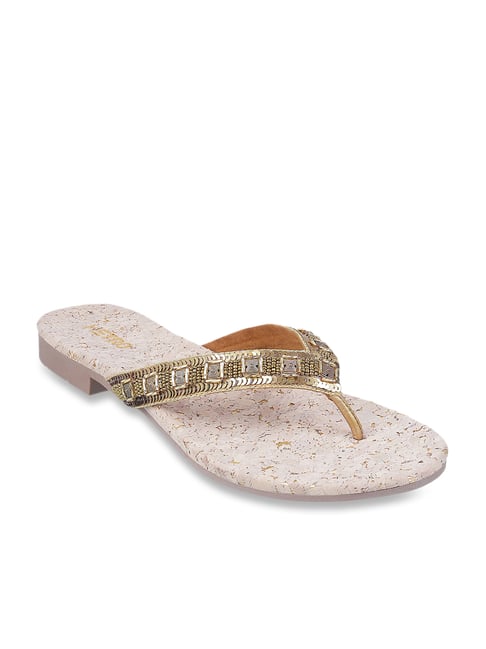 Metro Women's Antique Gold Thong Sandals Price in India