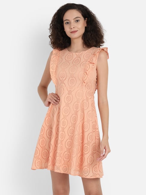 Cover Story Peach Embroidered Dress