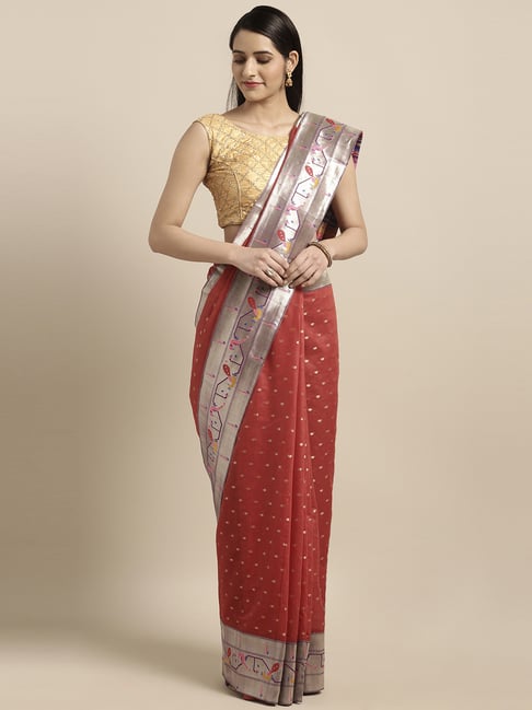 Paithani Silk Saree with Zari Weaving - Raj Silk Villa