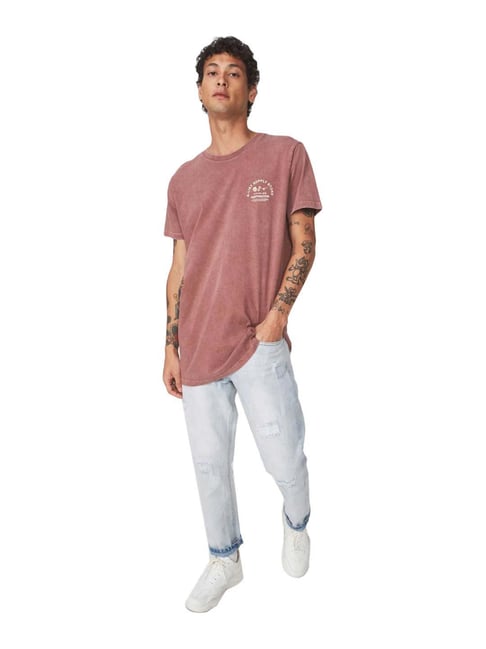 Buy Cotton On Red Cotton Loose Fit T-Shirt for Mens Online Tata CLiQ