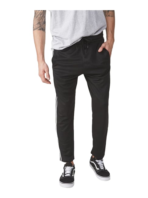 Buy Cotton On Black Loose Fit Striped Trackpants for Mens Online @ Tata CLiQ