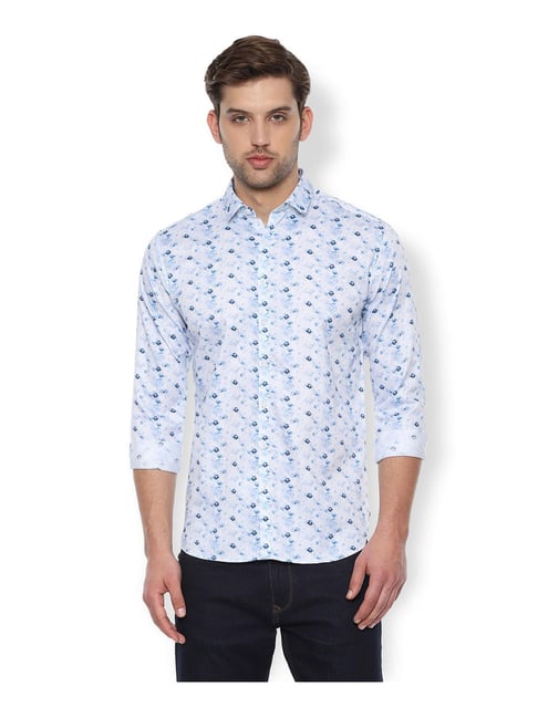 V Dot by Van Heusen Blue Printed Full Sleeves Shirt