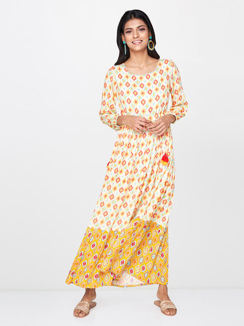 Global Desi Off White Printed Dress Price in India