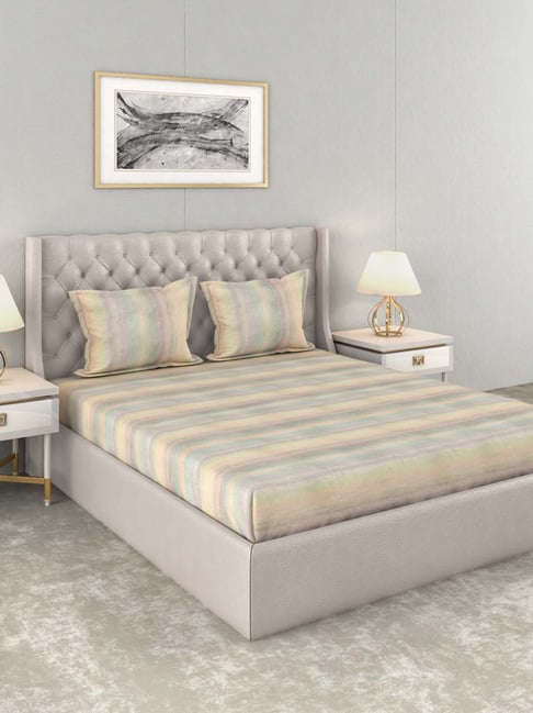 Trident Multicolour Cotton 144 TC Bed Sheet