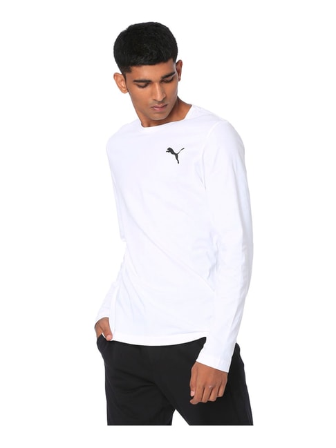 Puma White Full Sleeves Round Neck T-Shirt for Men Online @ Tata CLiQ