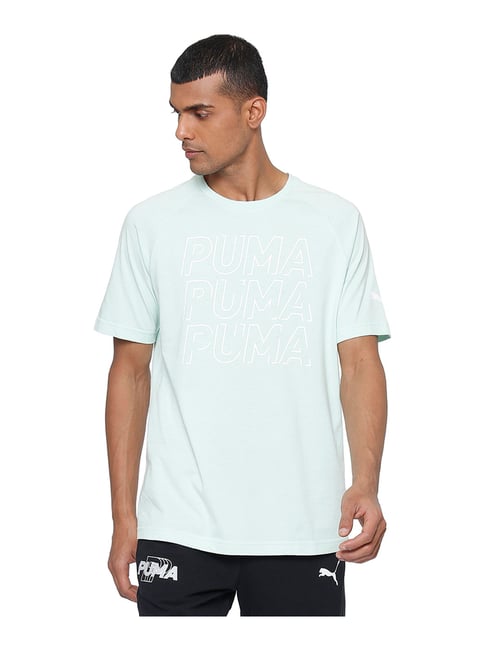 Buy Puma Light Blue Printed Regular Fit T-Shirt for Men Online