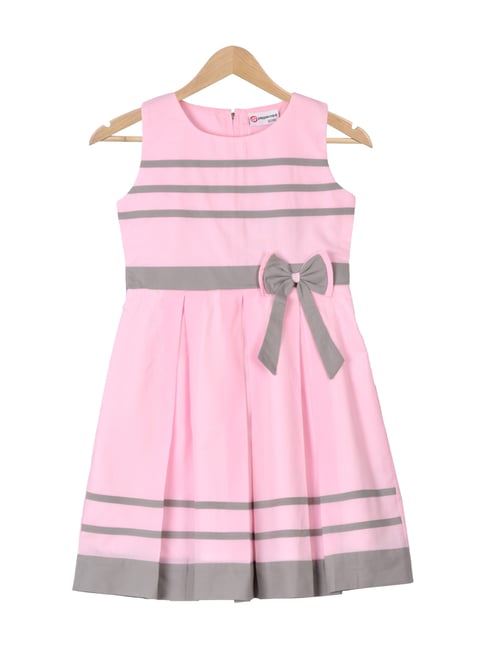 Peppermint Kids Pink Cotton Striped Casual Dress