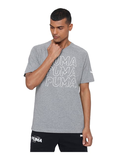 Buy Puma Grey Printed Round Neck T-Shirt for Men Online Tata CLiQ