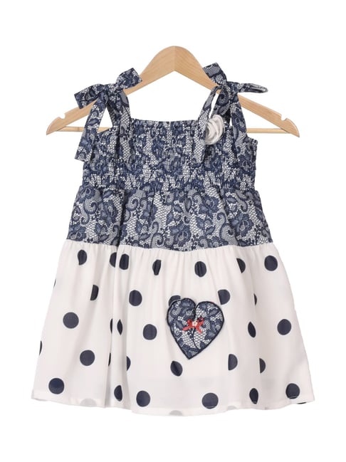 Peppermint Kids Navy & White Printed Casual Dress